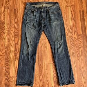 American‎ Eagle Jeans Men's 34x31 Slim Straight Medium Wash Denim Blue Jeans